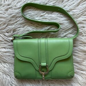 Kate Spade Sutton Gavin Green Leather Y2K 2000s Hook Closure Small Shoulder Bag